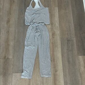 Eberjey gray and White Striped 2 piece set